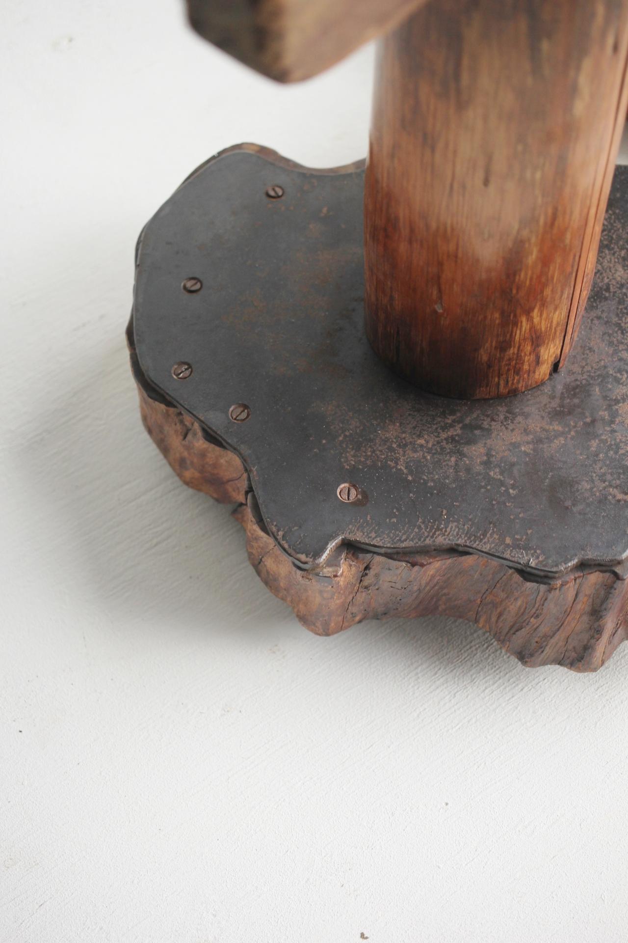 Japanese Antiques Natural wood stools, set of 2 Wabisabi Primitive Stool For Sale 13