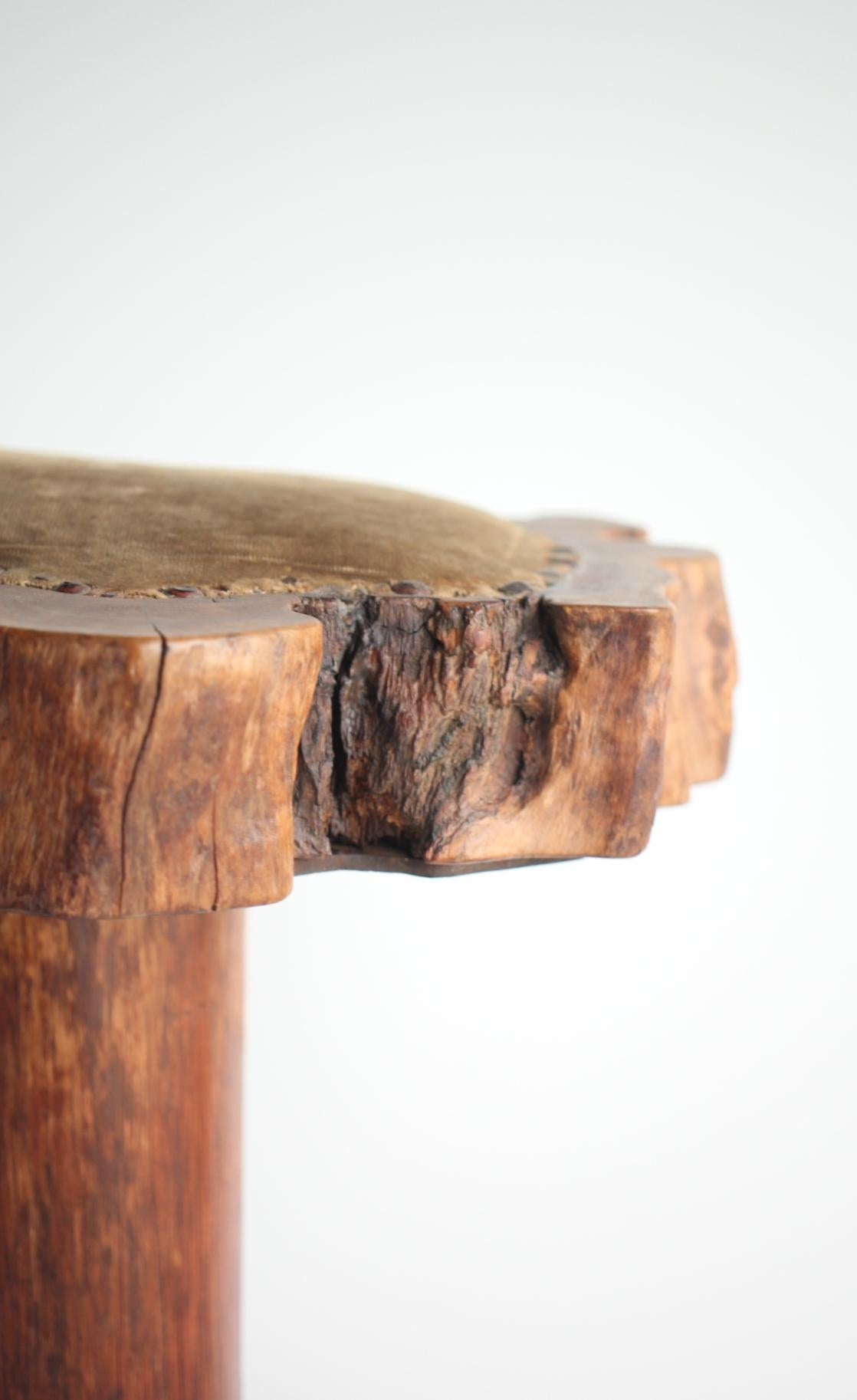Japanese Antiques Natural wood stools, set of 2 Wabisabi Primitive Stool For Sale 3