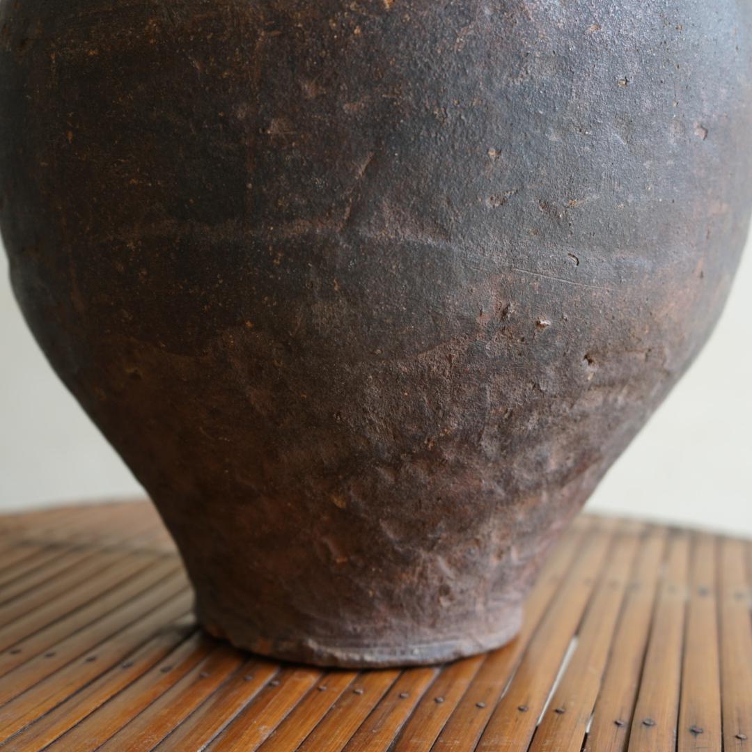 19th Century Japanese Antique Pottery Vase Flowerpot 1850s-1890s Wabi-Sabi For Sale