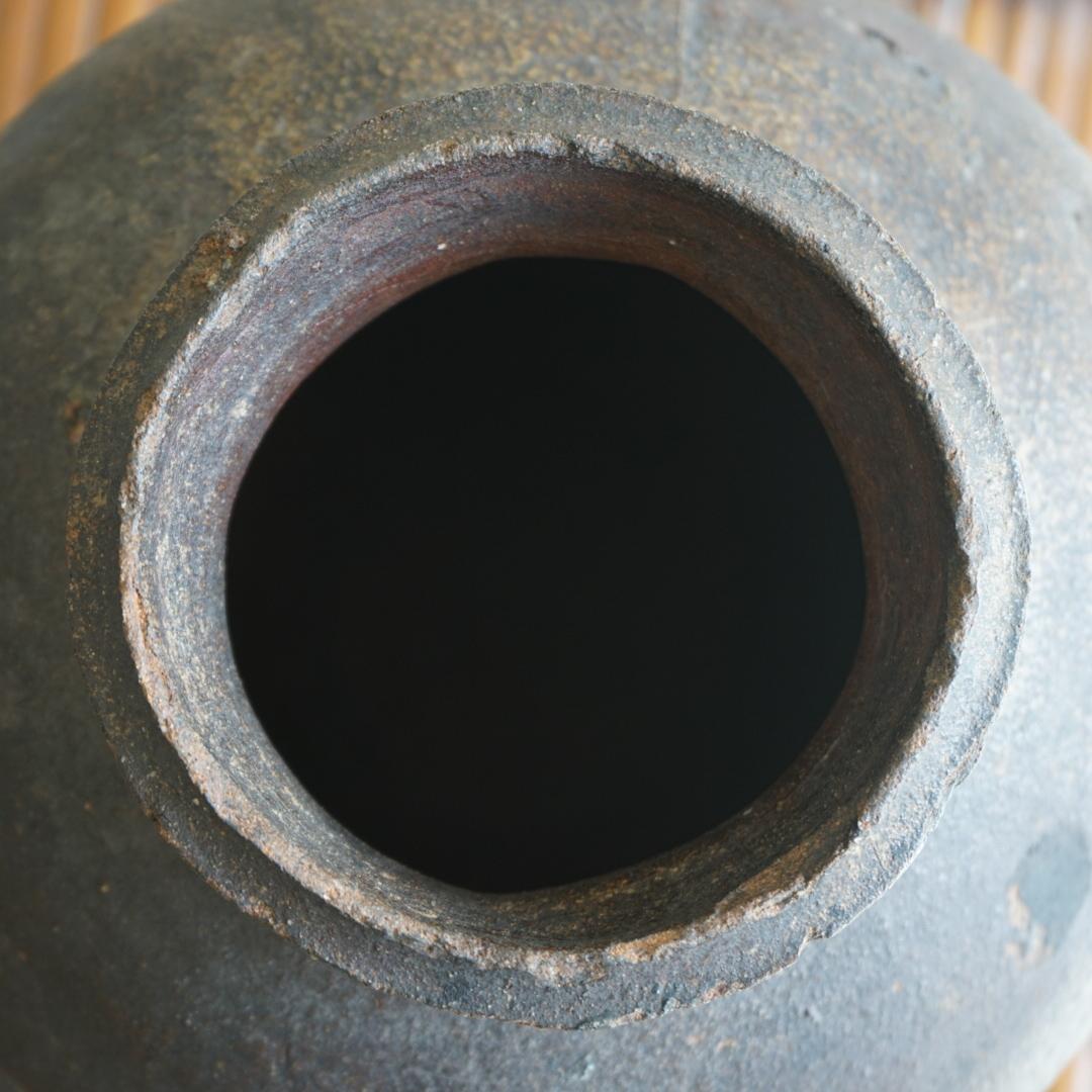 Jarrón de cerámica japonesa antigua Maceta 1850-1890 Wabi-Sabi Alfarería
