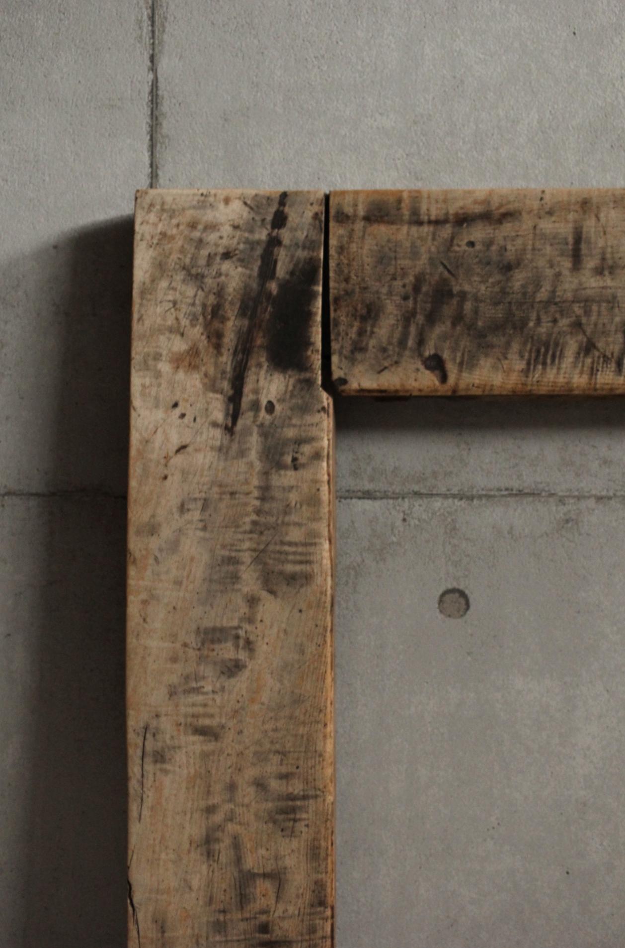 Japanese Antiques primitive Japanese oak a wooden frame for hearth For Sale 4
