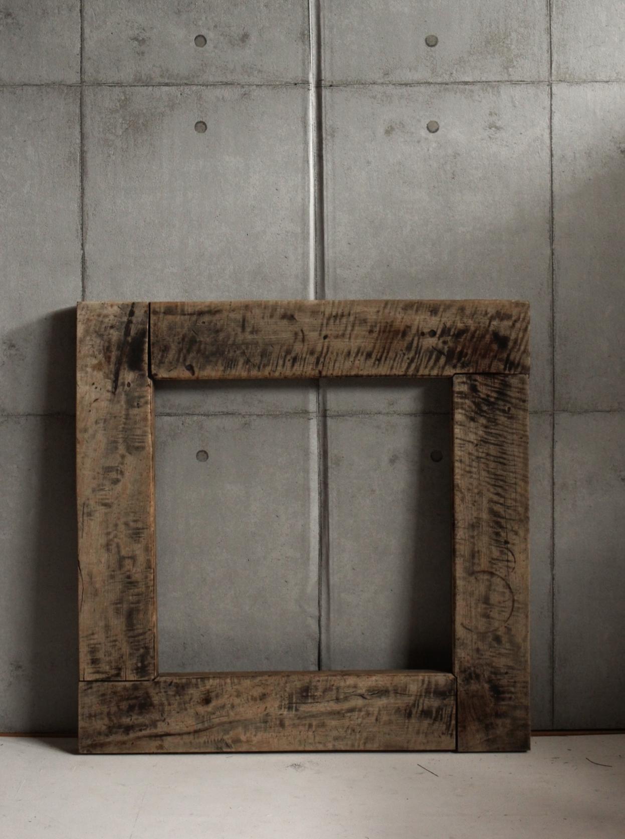Woodwork Japanese Antiques primitive Japanese oak a wooden frame for hearth For Sale