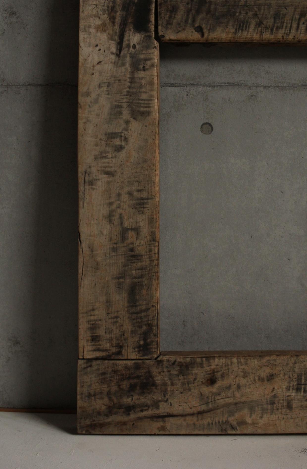 18th Century and Earlier Japanese Antiques primitive Japanese oak a wooden frame for hearth For Sale
