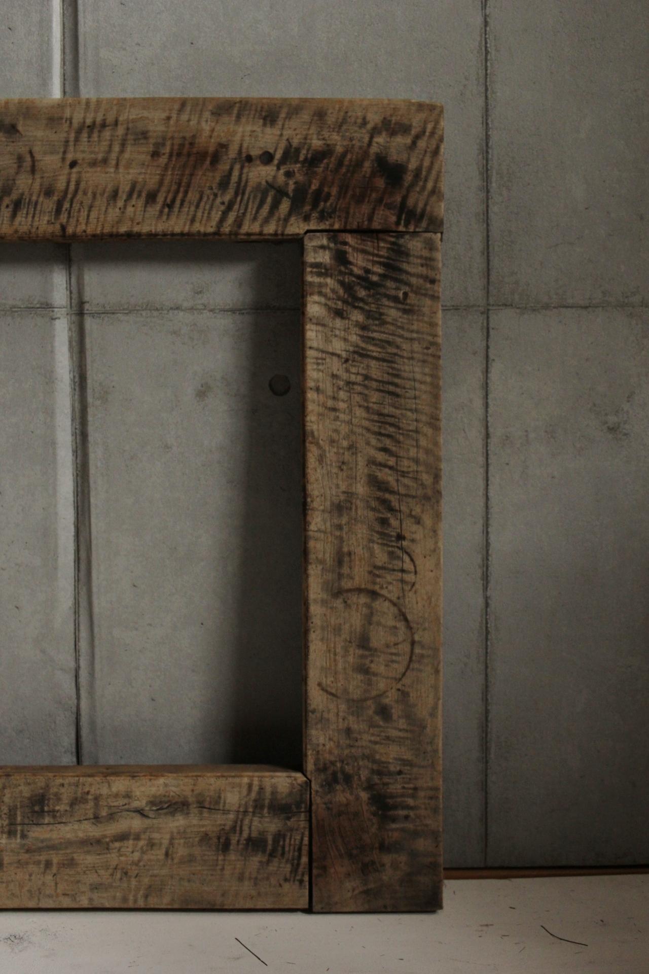 Wood Japanese Antiques primitive Japanese oak a wooden frame for hearth For Sale