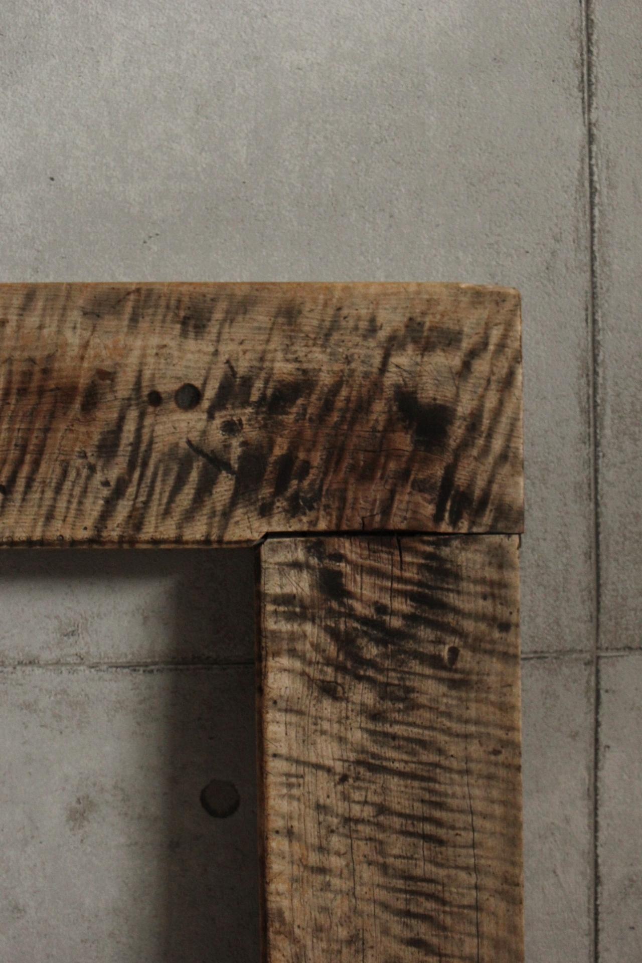 Japanese Antiques primitive Japanese oak a wooden frame for hearth For Sale 2