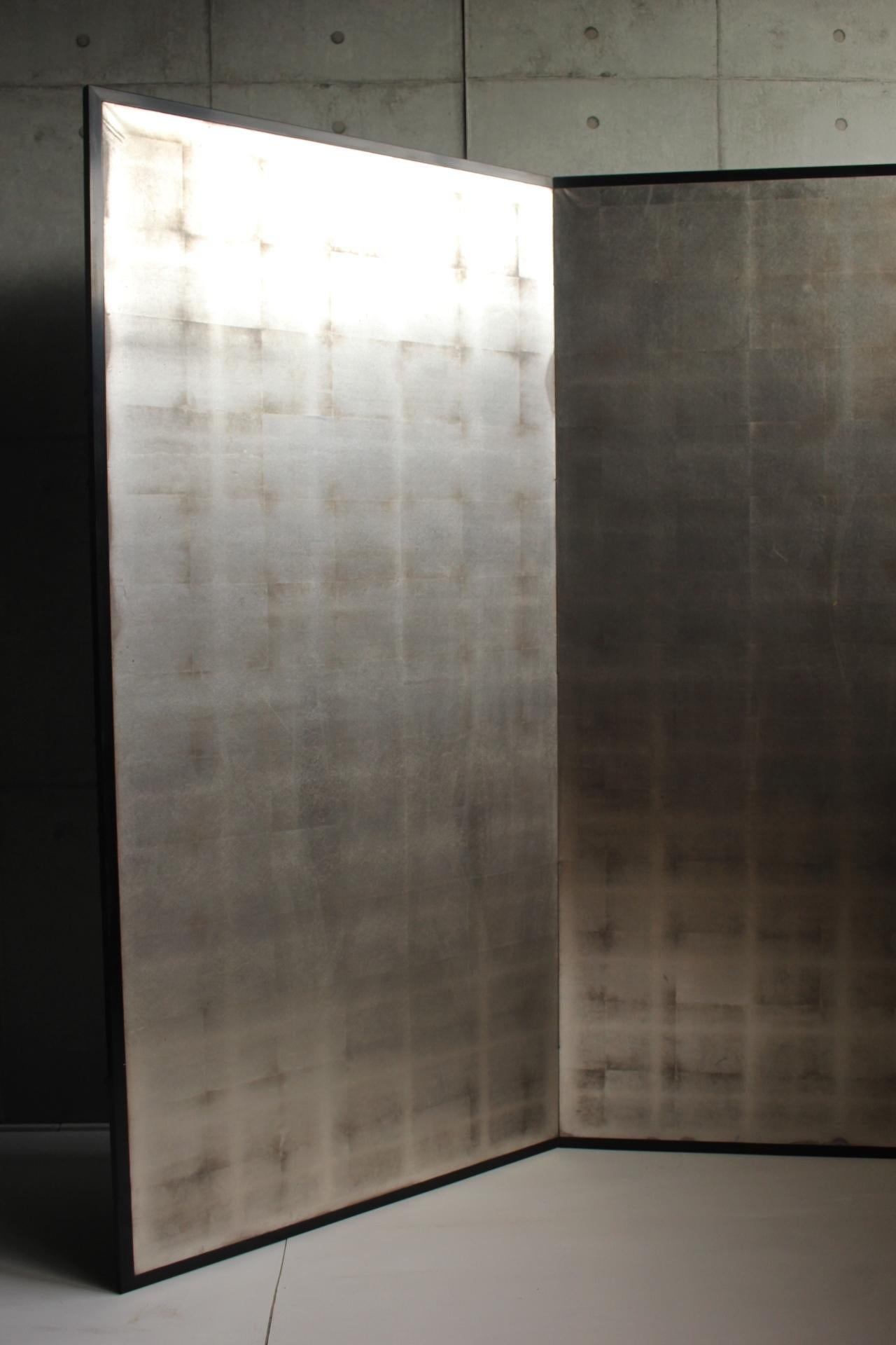 20th Century B9 Japanese Antiques Silver folding screen, 2panel For Sale