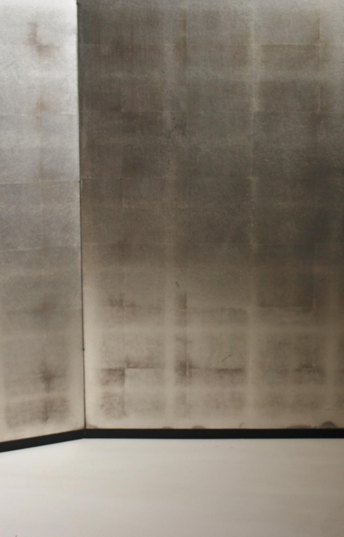 B9 Japanese Antiques Silver folding screen, 2panel For Sale 4
