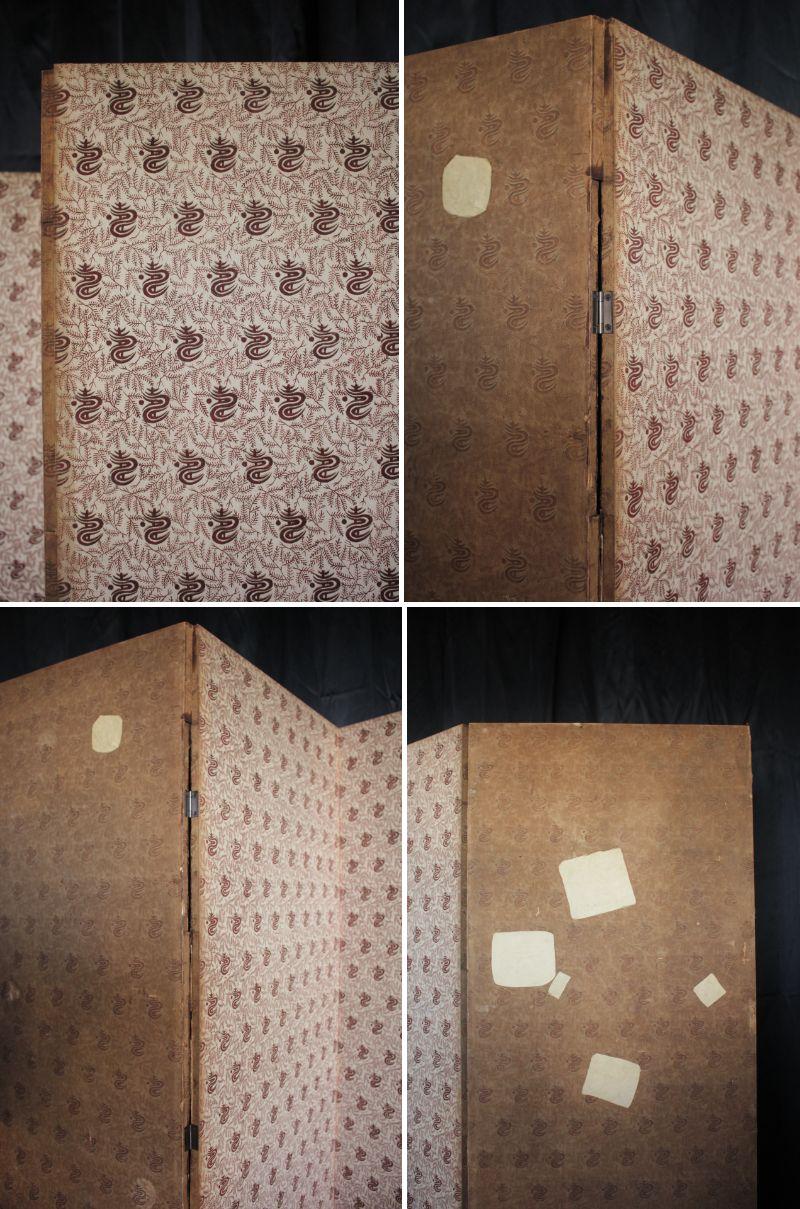 Japanese Antiques Silver folding screen, 6-panel , cranes and pine For Sale 13