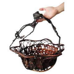 Japanese Antiques Star-shaped bamboo flower basket