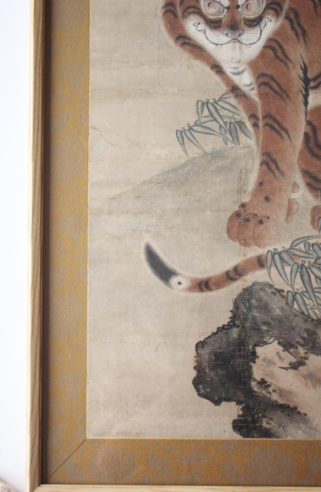 Japanische Antiquitäten Suzuki Kiryu(鈴木冀龍), Tigergemälde , Gerahmt auf Papier im Angebot 6