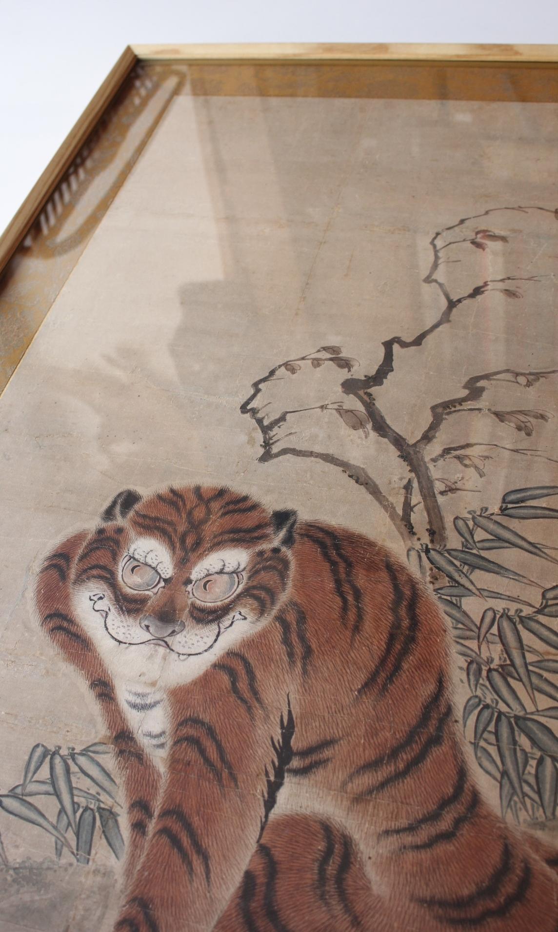 Japanische Antiquitäten Suzuki Kiryu(鈴木冀龍), Tigergemälde , Gerahmt auf Papier im Angebot 10