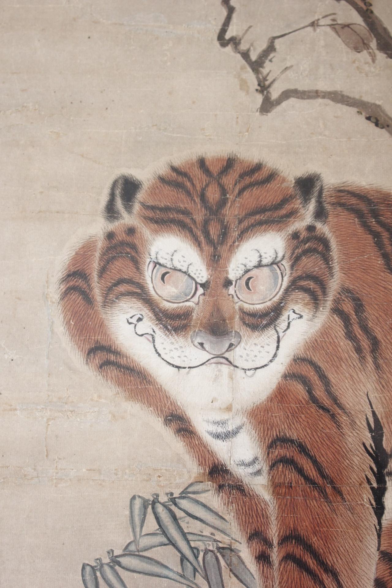 Japanische Antiquitäten Suzuki Kiryu(鈴木冀龍), Tigergemälde , Gerahmt auf Papier im Angebot 4