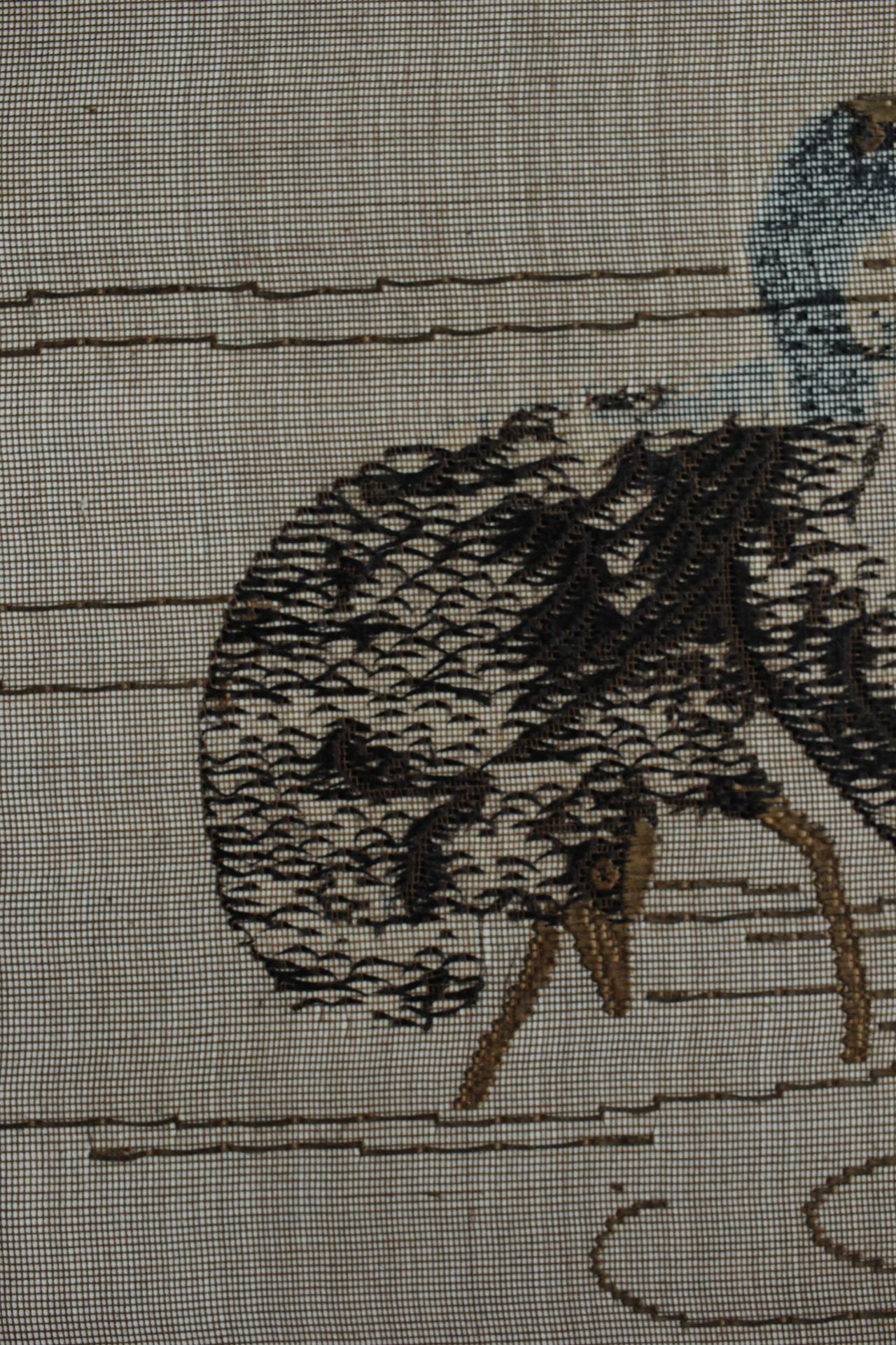 Japanese Antiques Takeya-machi embroidery, bird picture, hanging scroll For Sale 6
