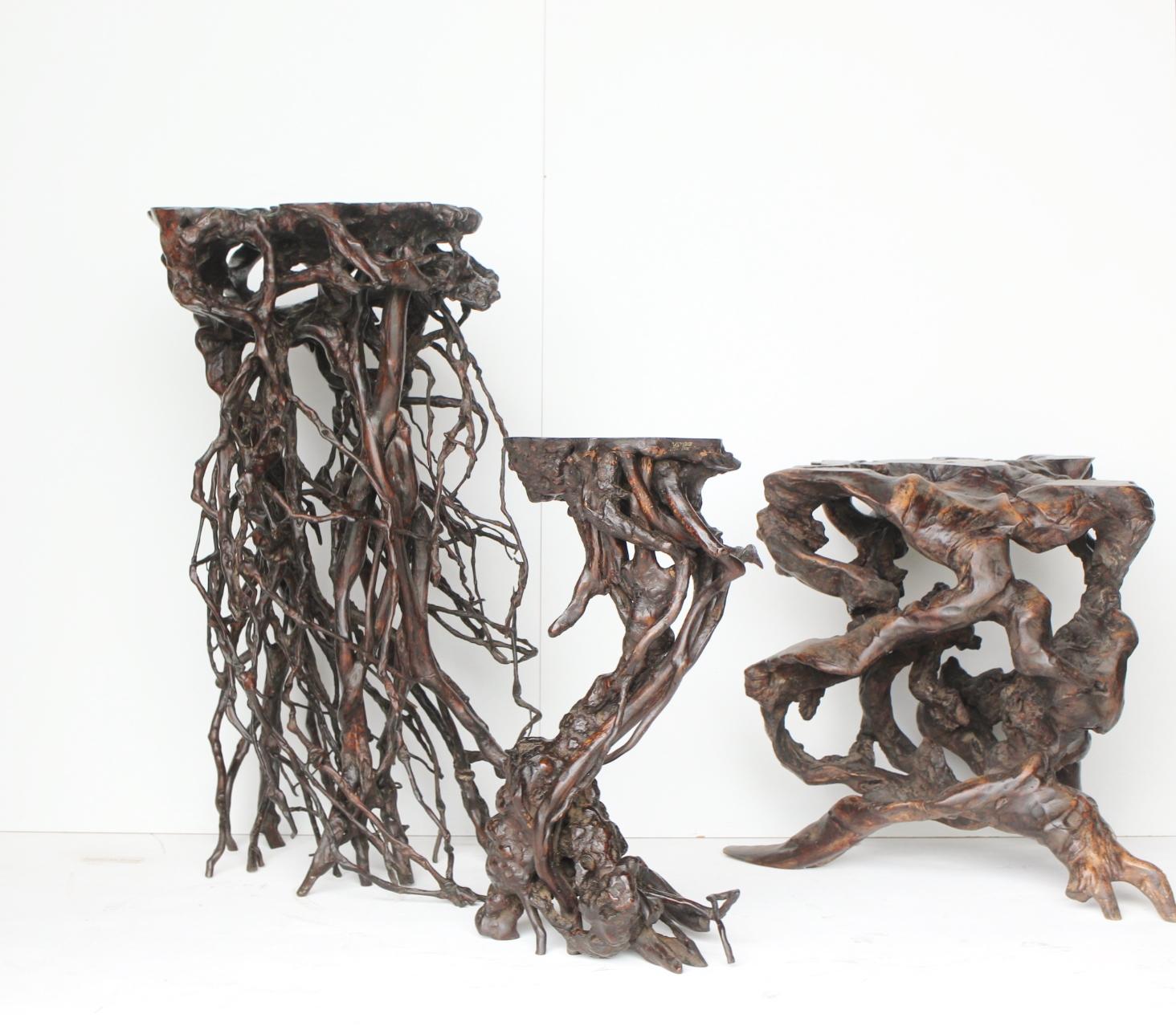 Japanese Antiques Tree Root Stand / Side Table Wabisabi bonsai premitive For Sale 15