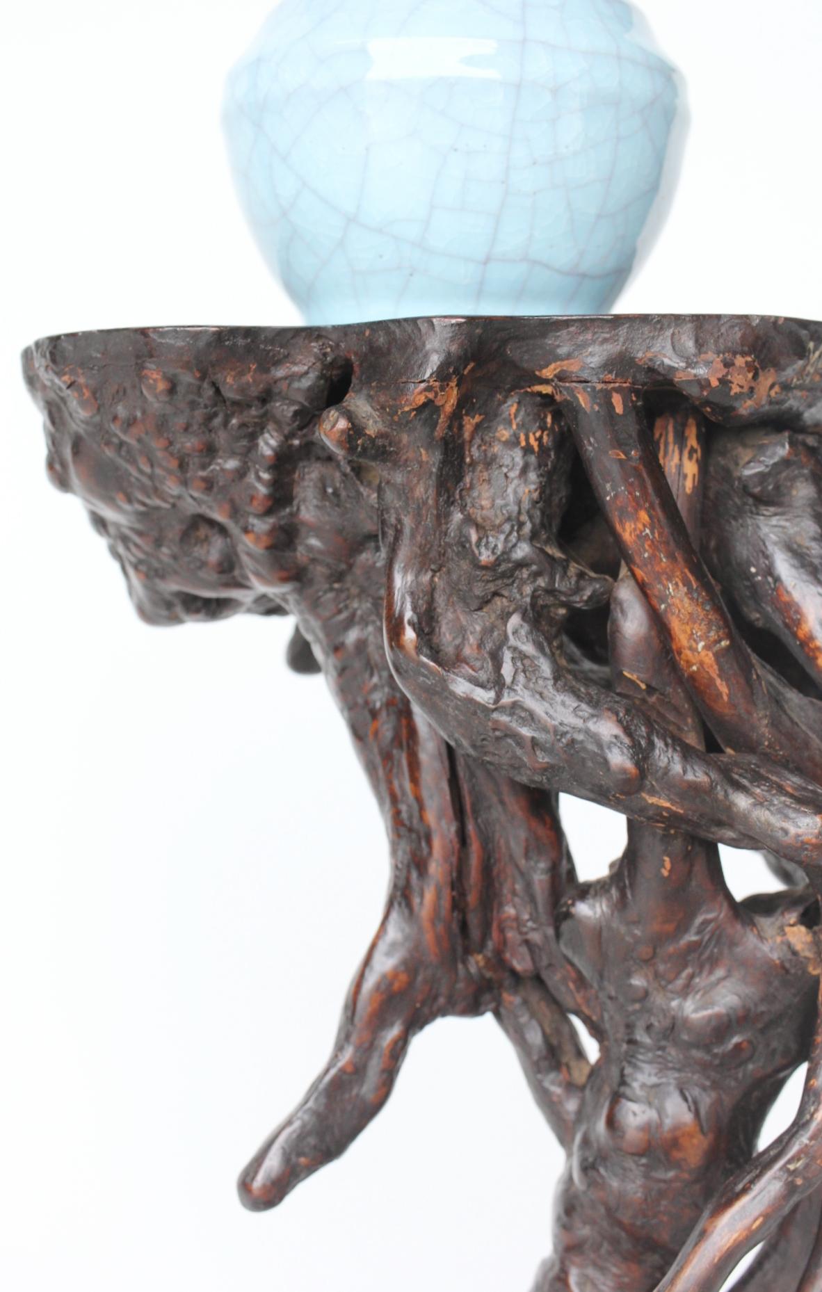 19th Century Japanese Antiques Tree Root Stand / Side Table Wabisabi bonsai premitive For Sale