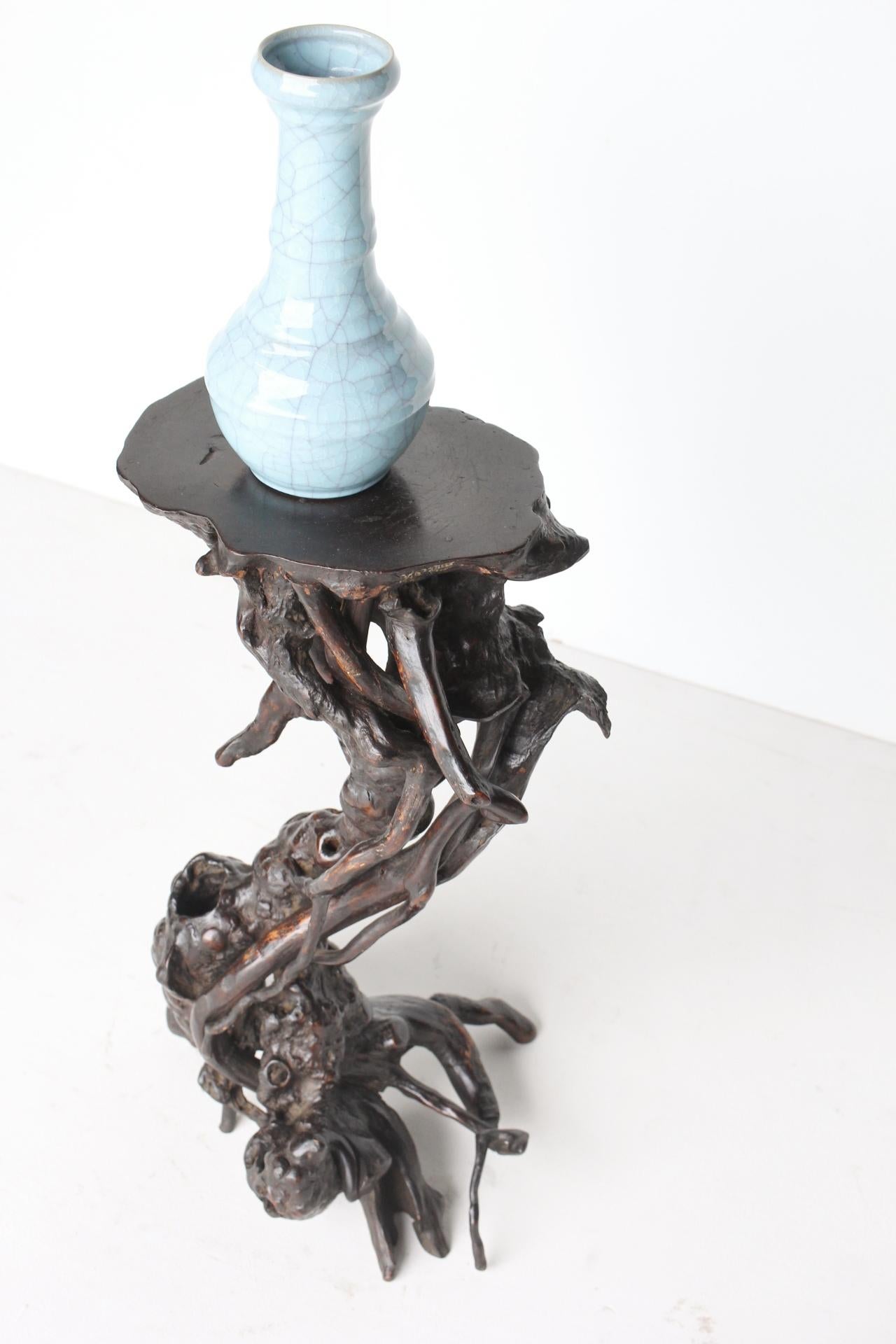 Japanese Antiques Tree Root Stand / Side Table Wabisabi bonsai premitive For Sale 3