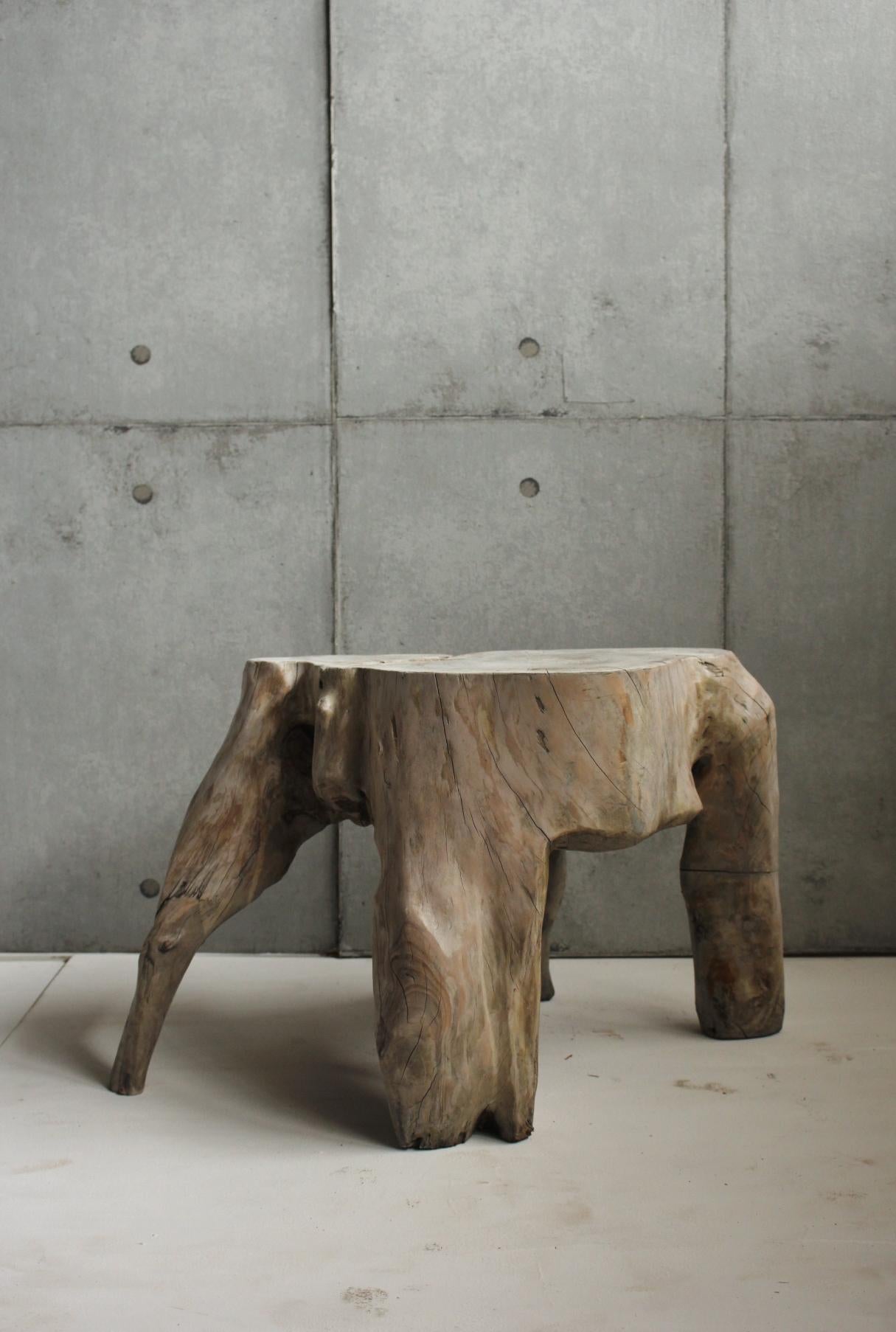Japanese Antiques Tree Root Stand / Side Table Wabisabi Primitive Stool In Fair Condition In Niiza, JP