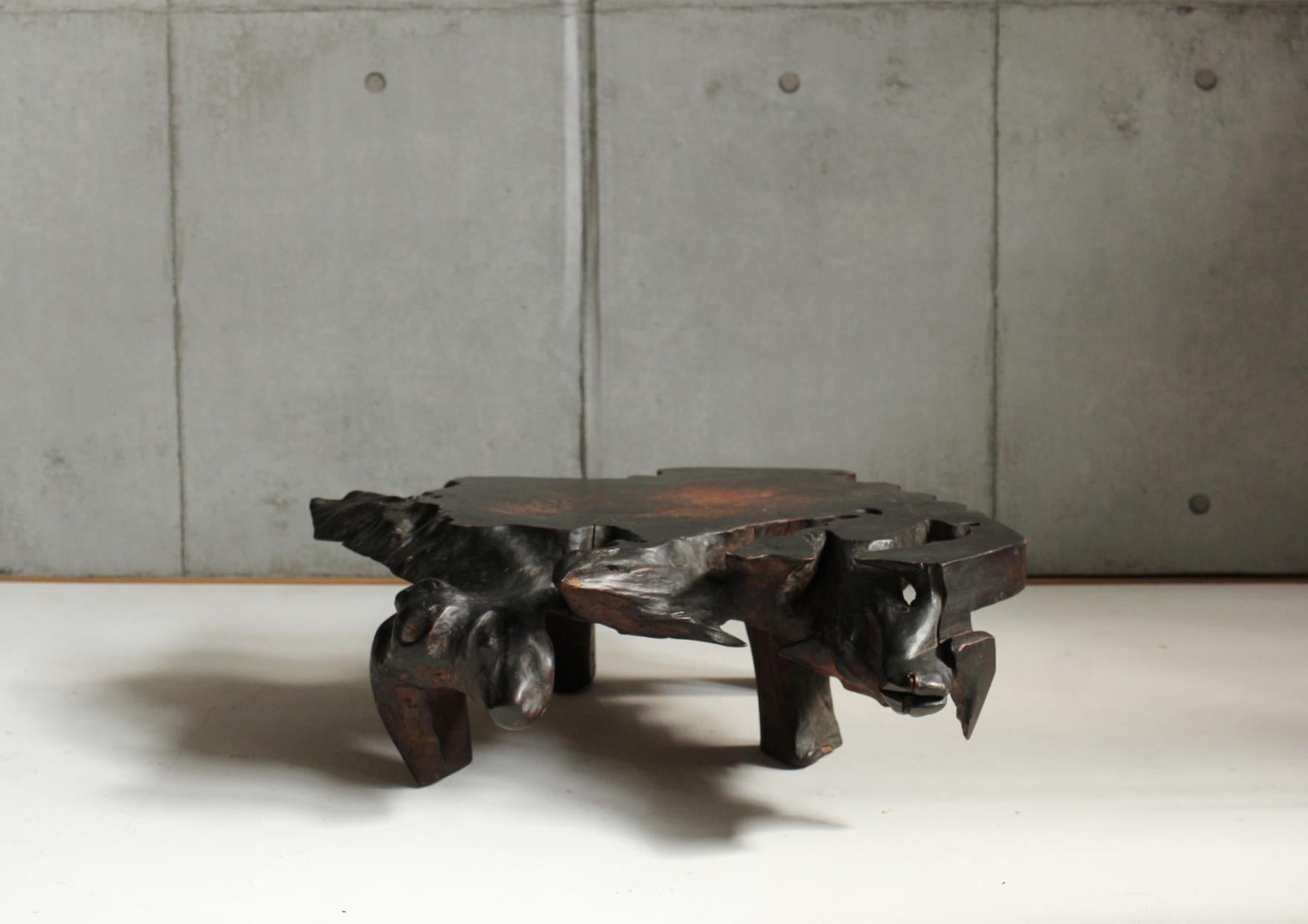 Japanese Antiques Tree Stand / table Wabisabi Primitive Stool In Good Condition For Sale In Niiza, JP