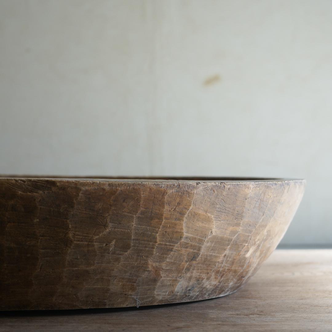 Japanese Antique Wooden Bowl 1910s-1940s Primitive Wabi-Sabi In Good Condition For Sale In Chiba-Shi, JP