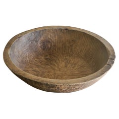 Antique Japanese antiques wooden bowl 1910s- primitive wabi-sabi