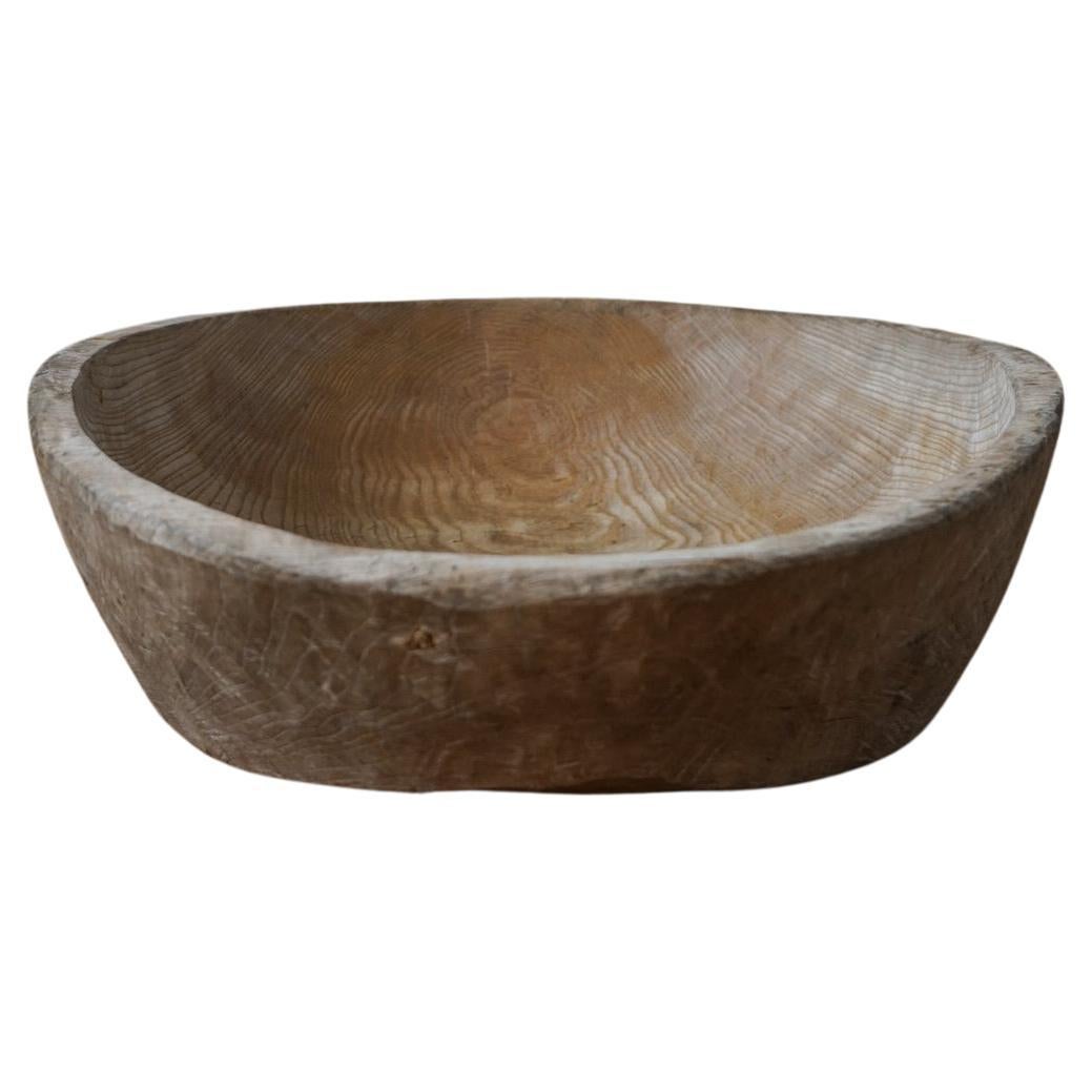 Japanese Antique Wooden Bowl 1910s-1940s Primitive Wabi-Sabi 