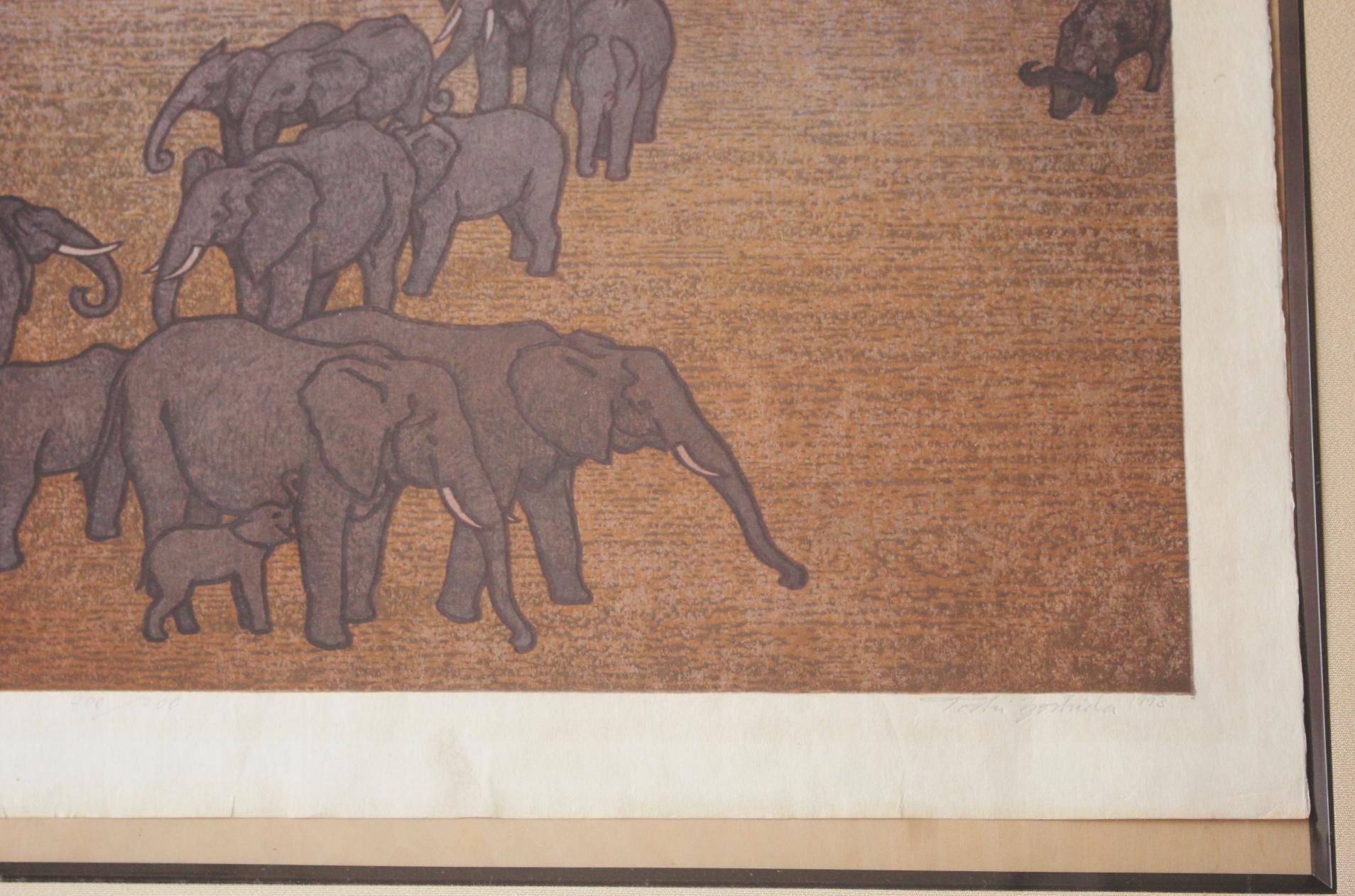 Paper Japanese Antiques Yoshida Toshi [Memory of the Wild] Woodblock print For Sale