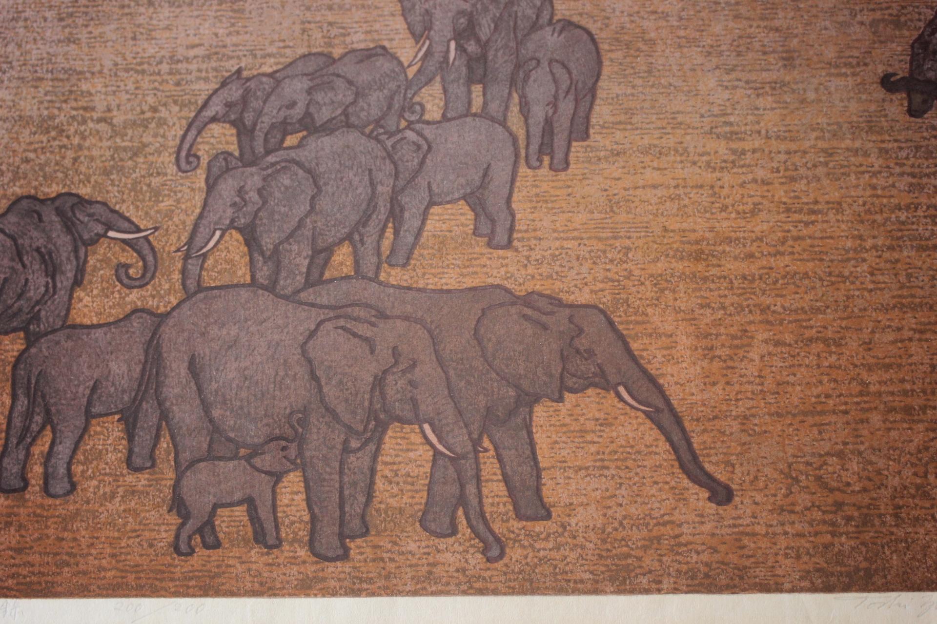 Japanese Antiques Yoshida Toshi [Memory of the Wild] Woodblock print For Sale 3