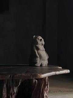 Japanese Antique"Stone Raccoon Dog Sculpture" 1900s~1930s/ Wabisabi Object