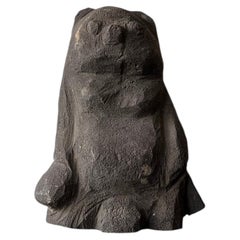 Japanese Antique"Stone Raccoon Dog Sculpture" 1900s~1930s/ Wabisabi Object