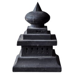 Japanese Architectural Buddhist Iron Pagoda with Hoju Precious Orb
