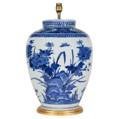 Lampada da tavolo antica giapponese Arita blu e bianca dell'inizio del XVIII secolo