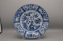 Japanese Arita Blue and White Kraak Dish - Edo Period, late 17th
