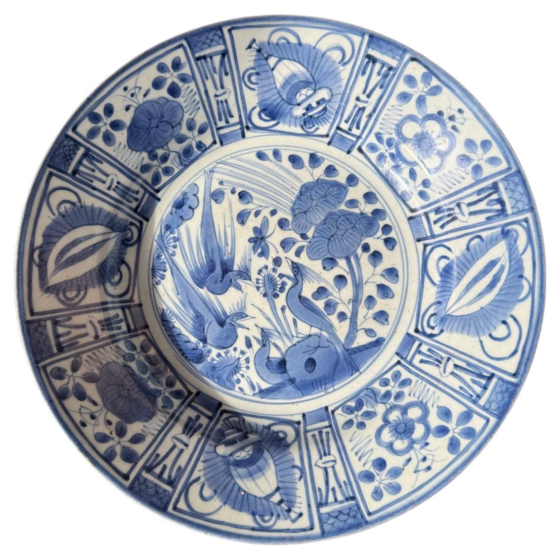 Japanese Arita Blue and White Kraak Dish - Edo Period, late 17th