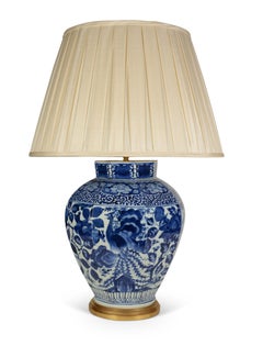 Japanese Arita Blue and White Late 17th Century Antique Table Lamp