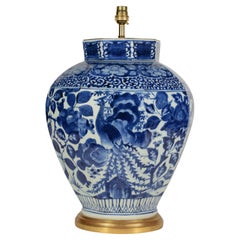 Lampe de table ancienne japonaise Arita bleu et blanc de la fin du XVIIe siècle