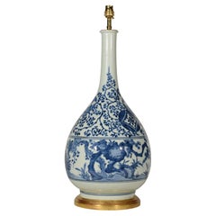 Japanese Arita Blue and White Mid 17th Century Antique Porcelain Table Lamp