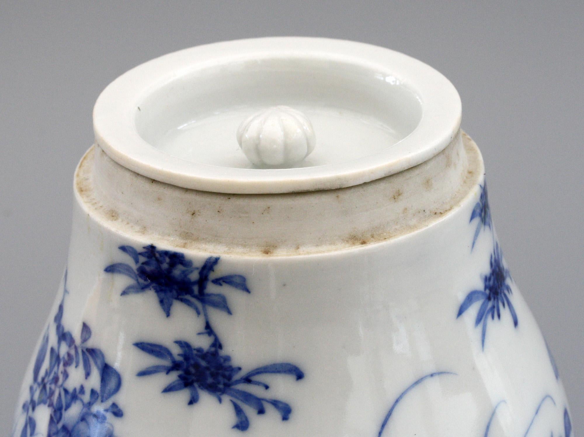 Japanese Arita Blue and White Landscape Porcelain Lidded Tea Caddy 9