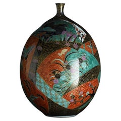 Handgefertigte japanische Arita-Vase „Gokujou Nishiki Hosokubi“