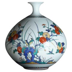 Japanische handgefertigte japanische Arita/Imari-Vase „Shichihougiku Kachou“
