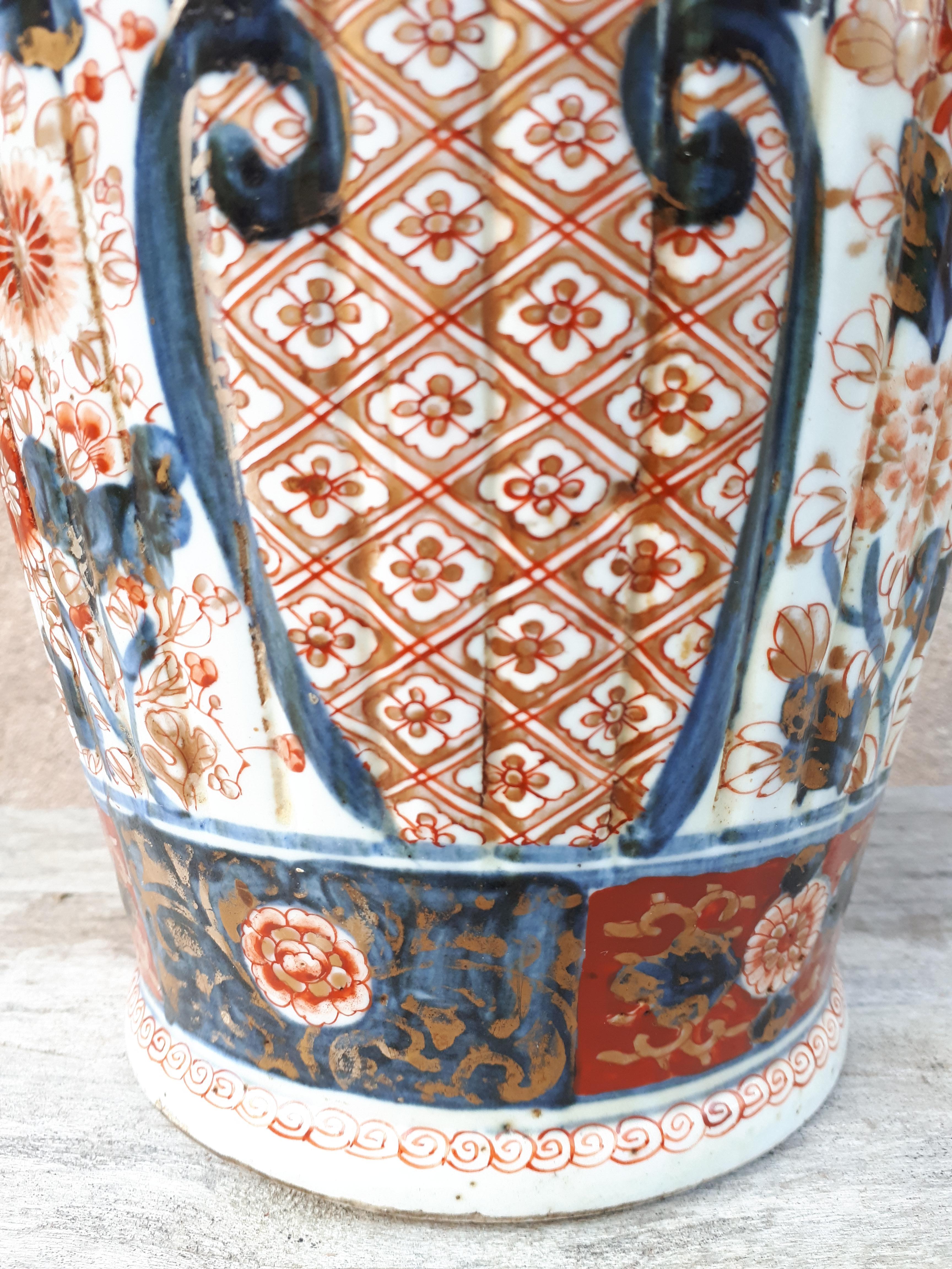 Vase japonais en porcelaine Arita avec décoration Imari, période Edo en vente 5