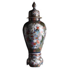 Vintage Japanese Arita "Somenishiki madorikachou" large ornamental vase 