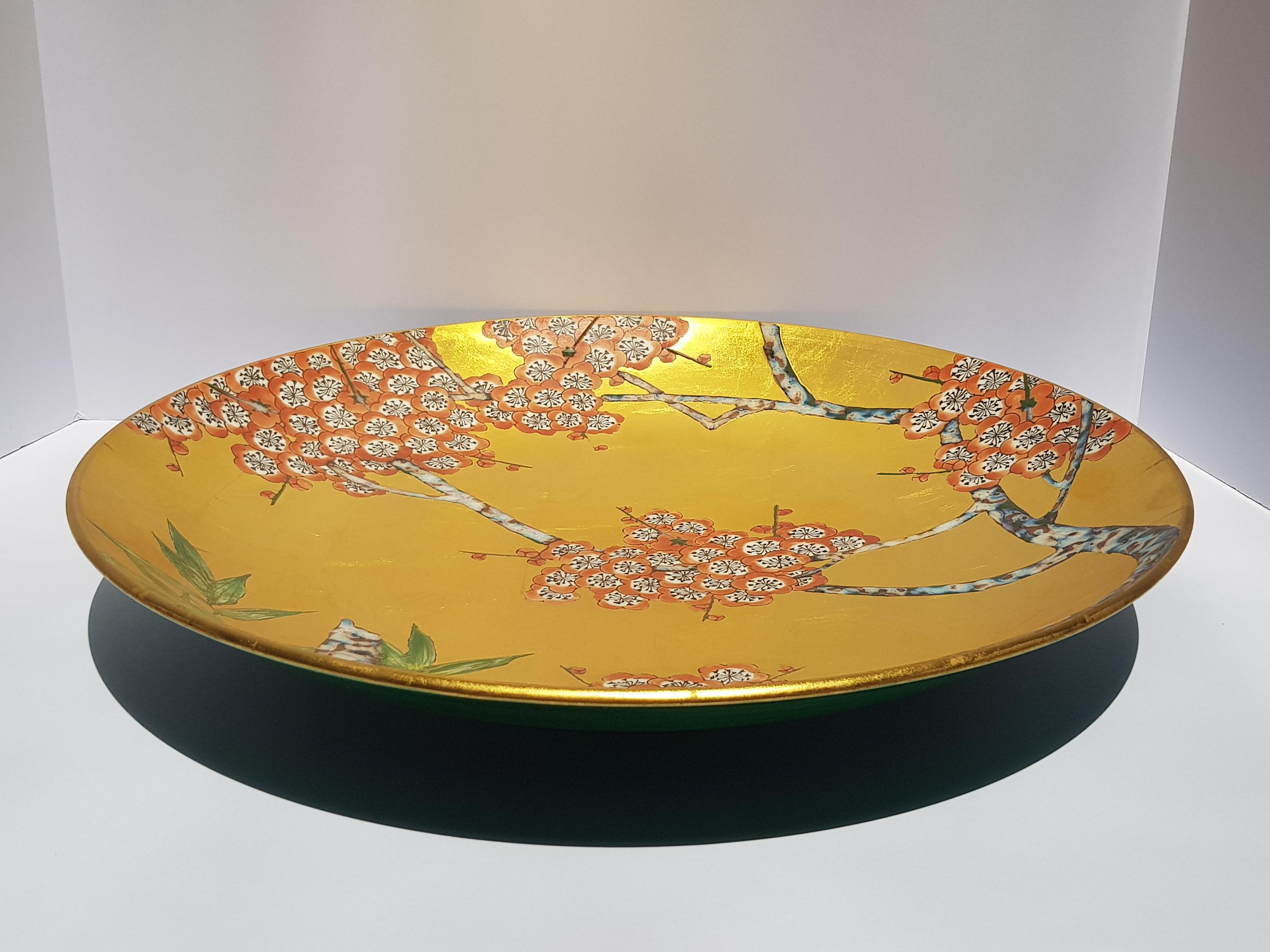 Japanese Arita Ware Porcelain Ceramic Plate Gold Cherry Blossoms Kinrande Kyoto For Sale 5