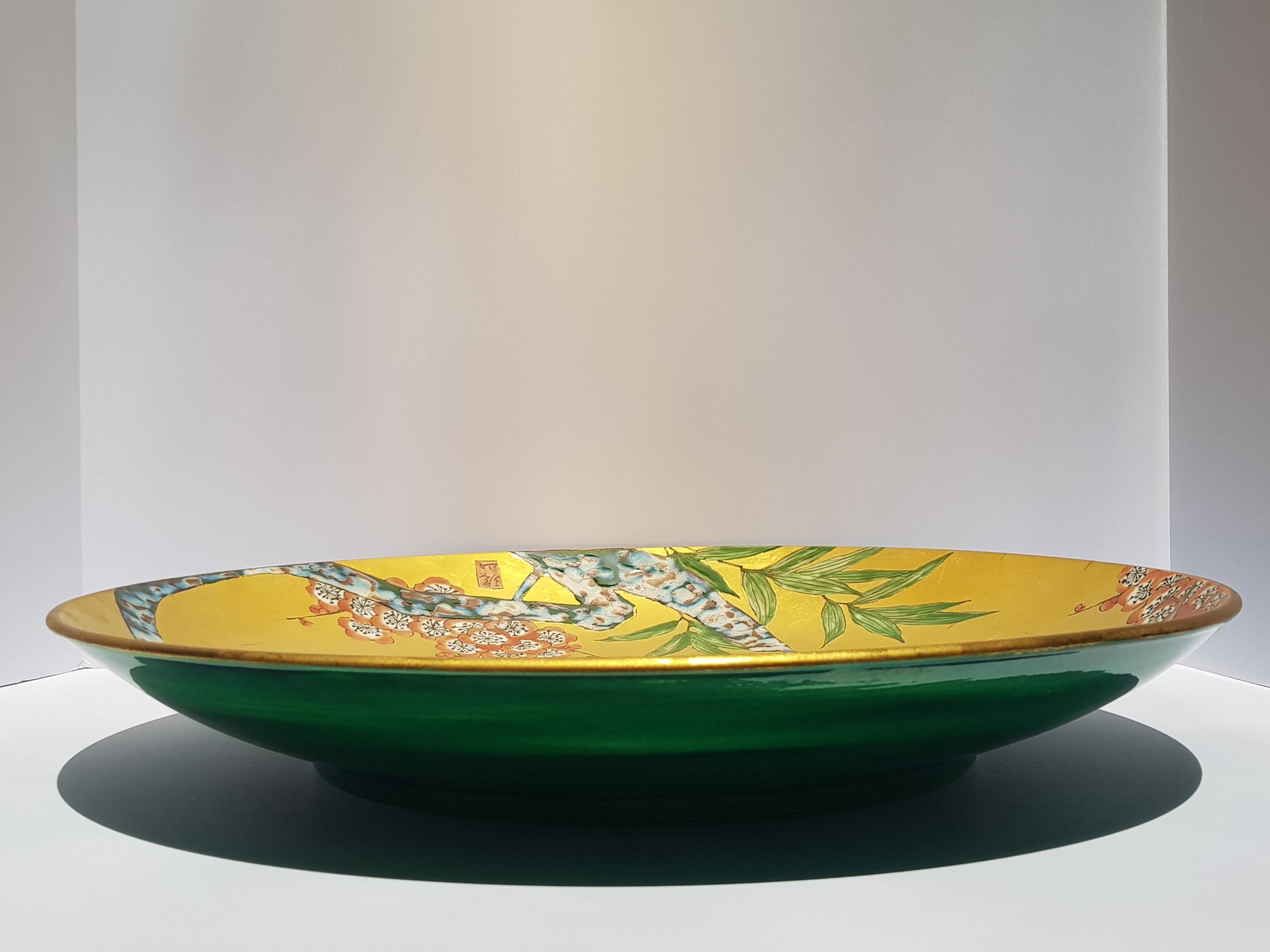 Japanese Arita Ware Porcelain Ceramic Plate Gold Cherry Blossoms Kinrande Kyoto For Sale 8