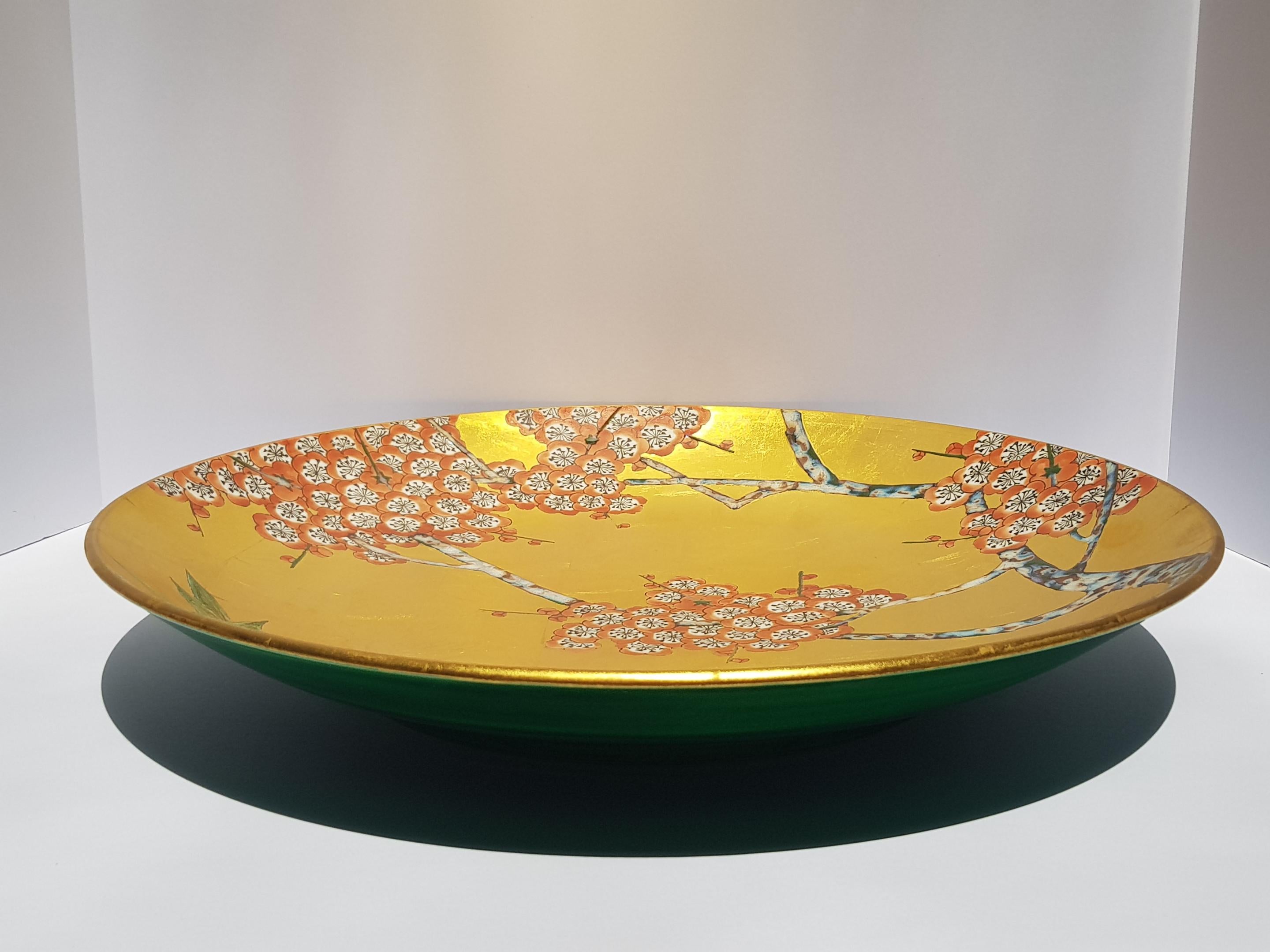 Japanese Arita Ware Porcelain Ceramic Plate Gold Cherry Blossoms Kinrande Kyoto For Sale 4