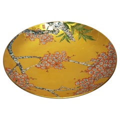 Japanese Arita Ware Porcelain Ceramic Plate Gold Cherry Blossoms Kinrande Kyoto
