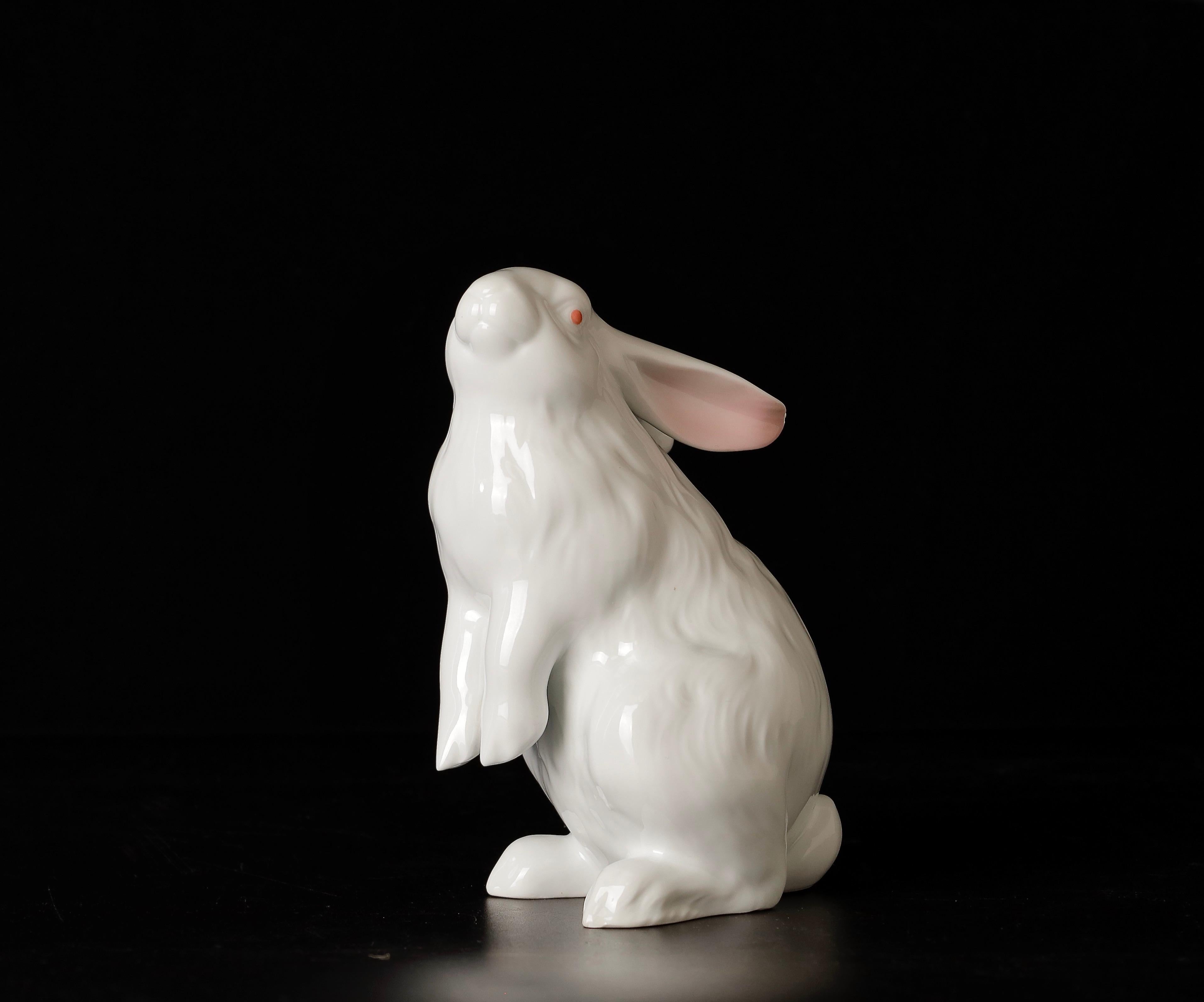 20th Century Japanese Arita Yaki Figure Pair of Rabbits by Shozan
