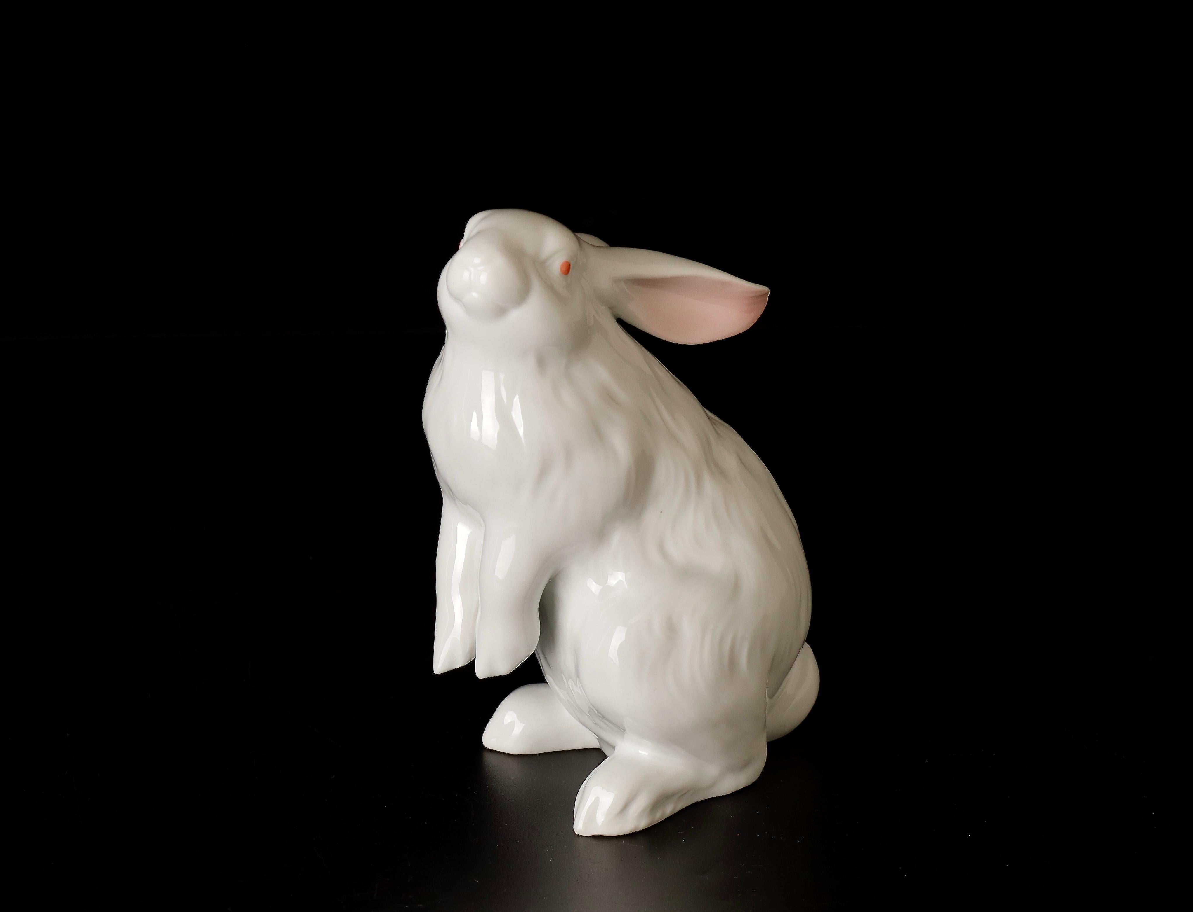 Porcelain Japanese Arita Yaki Figure Pair of Rabbits by Shozan