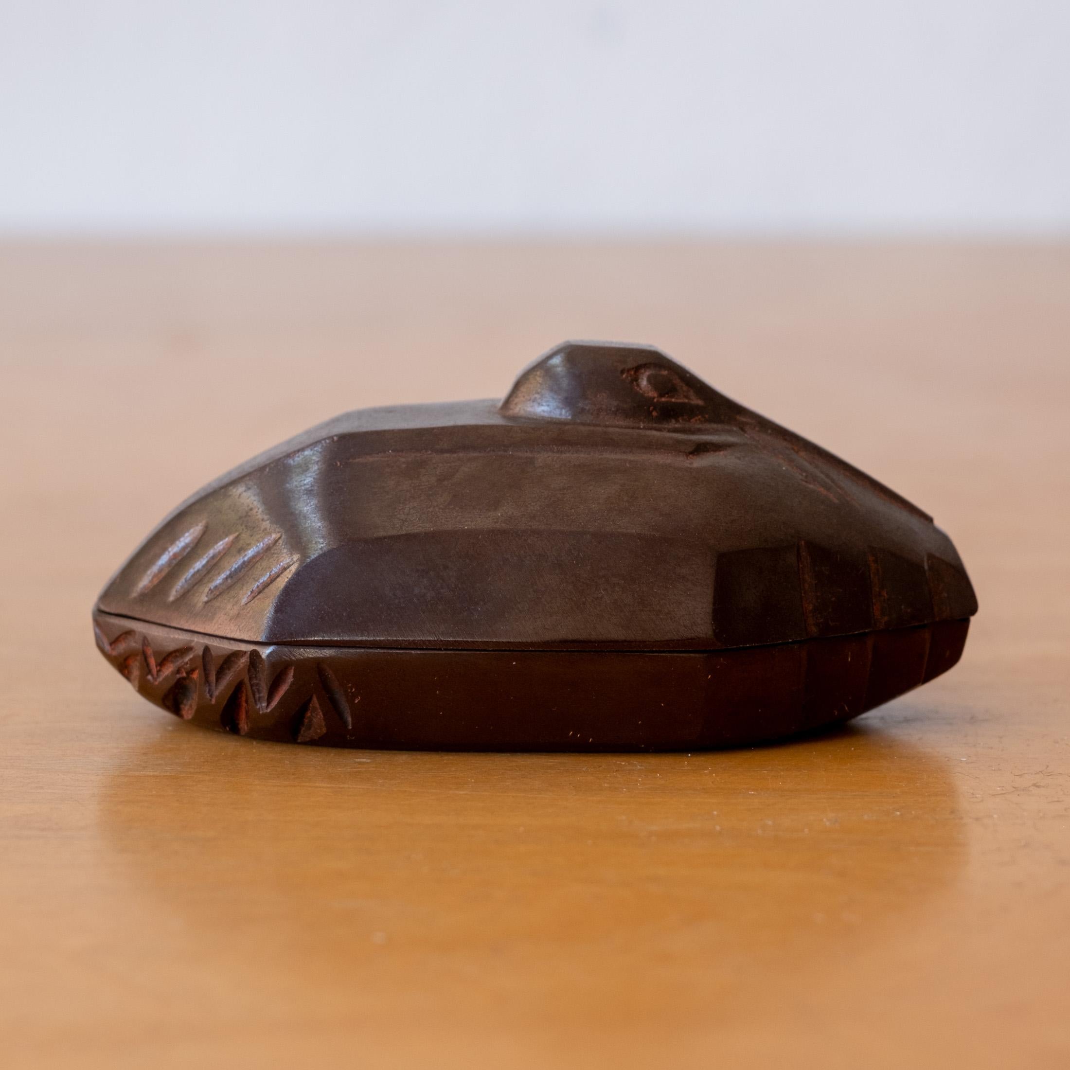 Japanese Art Deco Bronze Crane Trinket Box Signed For Sale 9