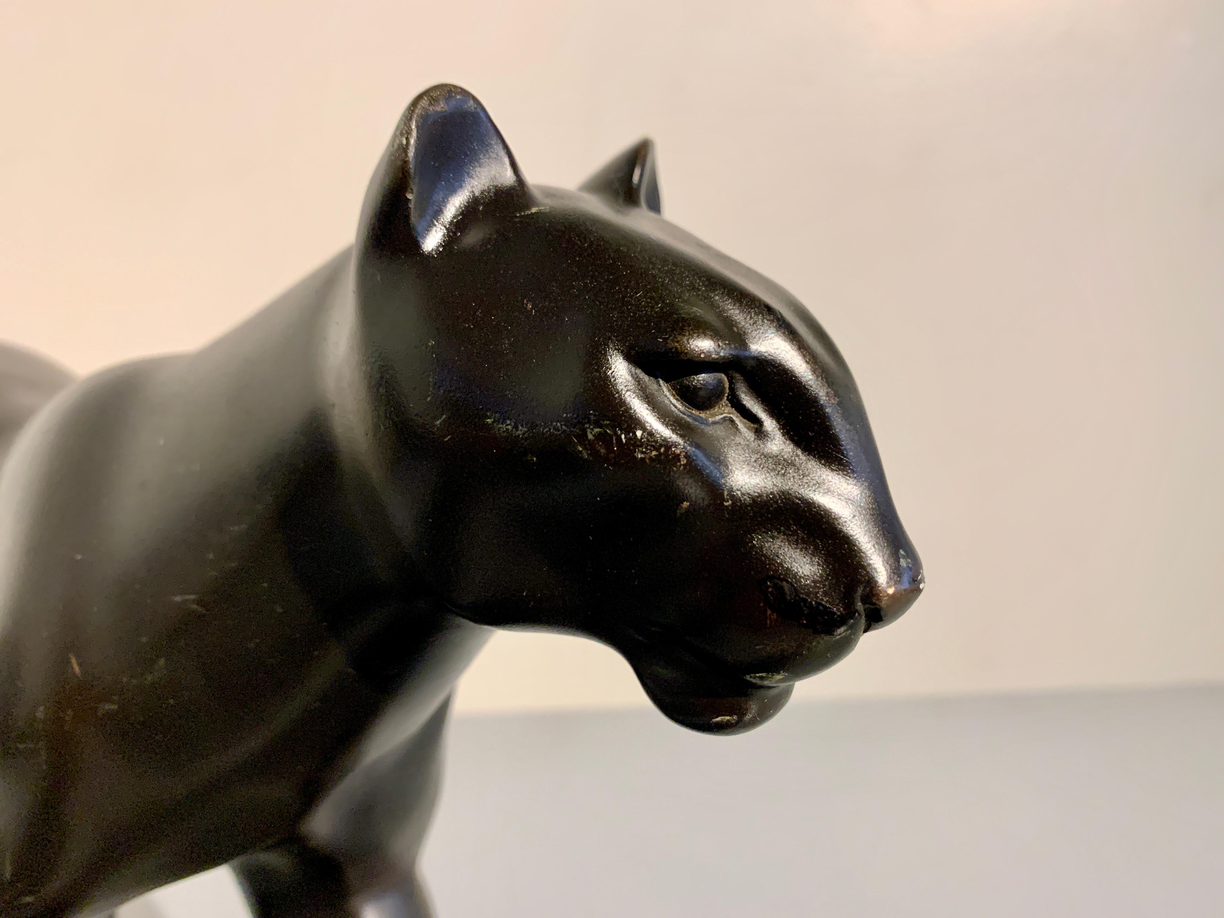 Japanese Art Deco Bronze Panther by Yukiyoshi, Showa Era, 1930's, Japan 4