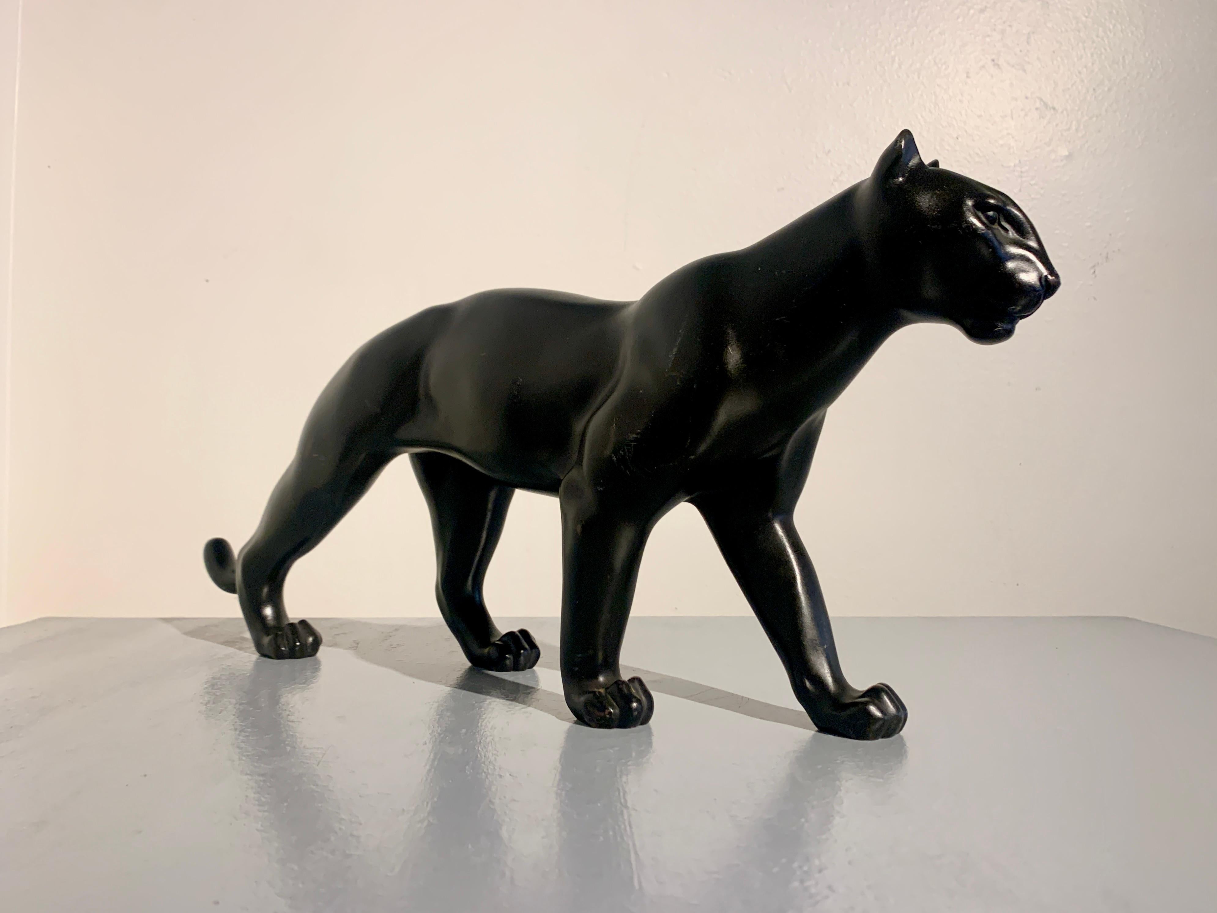 Japanese Art Deco Bronze Panther by Yukiyoshi, Showa Era, 1930's, Japan 1